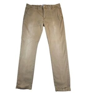 VTG Gant Mens Canvas Rugger Chino Pants Khaki Cotton Stretch 38x33 Fade